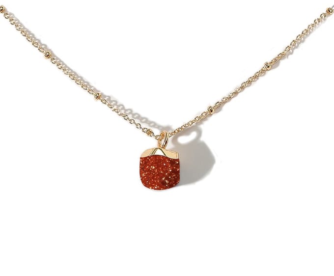 Bixorp Gems Goudsteen / Goldstone Ketting - 18k Verguld Goud Koord
