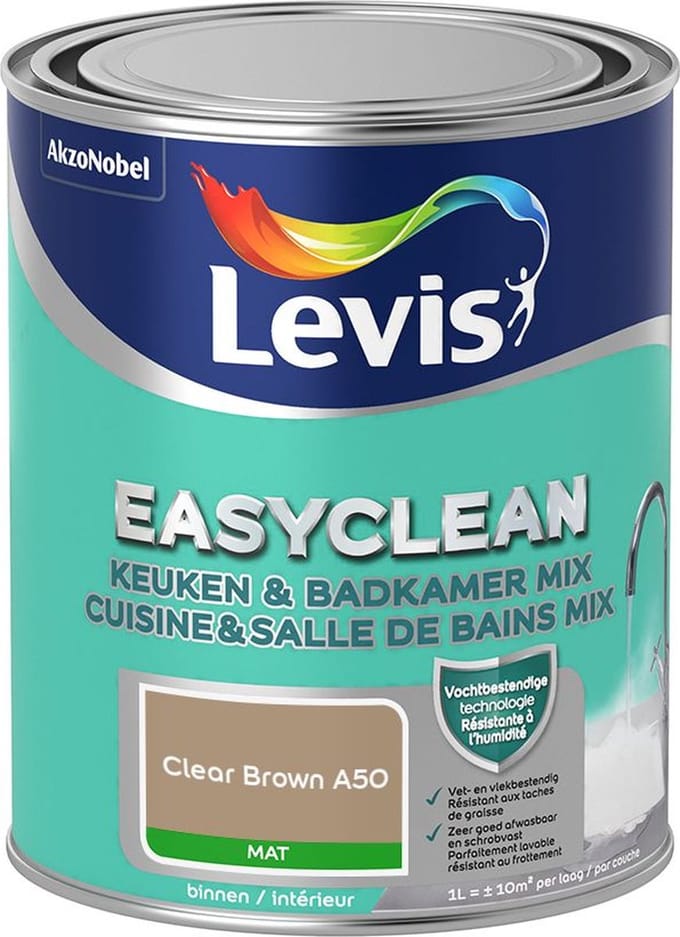 Levis - Easyclean Keuken & Badkamer Mix - Clear Brown A50 - Mengverf - 1 L