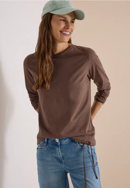 Longsleeve met ronde hals en tunnelkoord