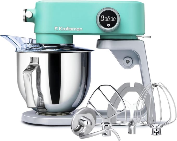 Keukenmachine - Deegmachine Mixer - Bakken en Koken - 8 Snelheden Timer - 5 Liter Kom - Blauw