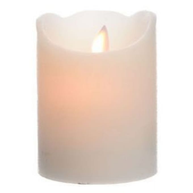 Lumineo LED kaars/stompkaars - Creme wit - D7,5 x H10 cm - flikkerend - warm wit - kaarsen
