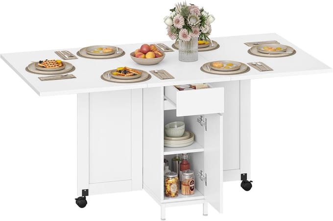 Eetkamertafel - Eettafel - Gezellig Tafelen - Vlekbestendig Oppervlak - 140 x 75 cm - Wit