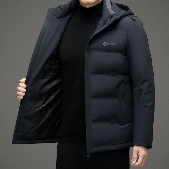 Heren donsjack Winter Heren Capuchon Koudebestendig Donsjack Middelbare Leeftijd Zakelijk Vrije Tijd 4XL zwart