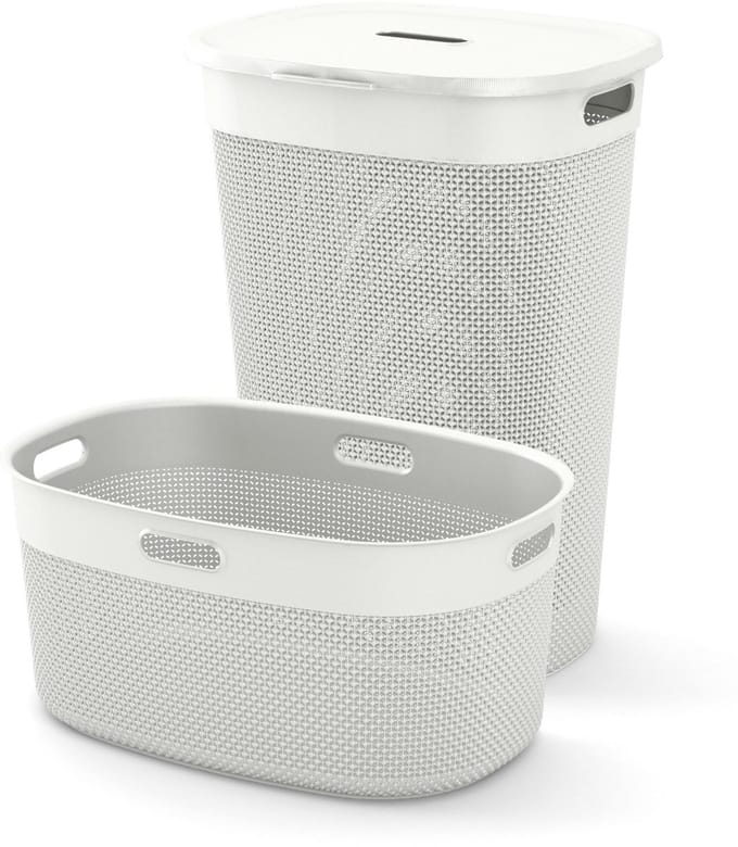 Curver Filo Wasmand met deksel 55L + Wasmand 45L - Wit