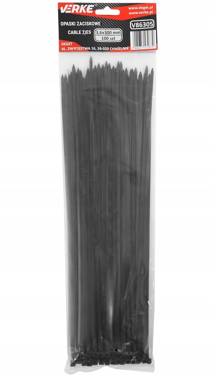 Kabelbinders 3,6x300mm Zwart - 100 st