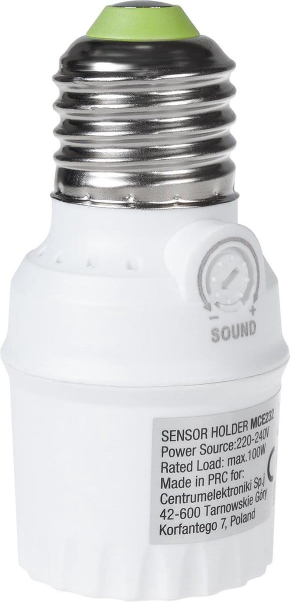 Lamphouder met geluidssensor fitting E27 met max. 100 W Maclean Energy MCE232 30dB - 90dB bereik