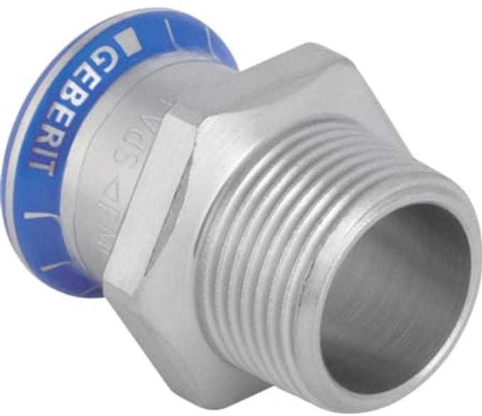 Geberit Mapress rvs overgang met buitendraad, 31716