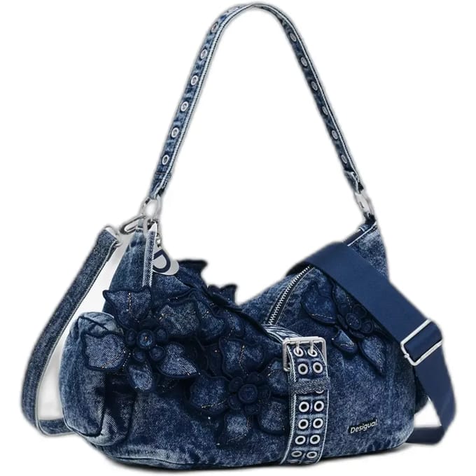 Desigual schoudertas Curio Denim Bag Denim Dark Blue blauw