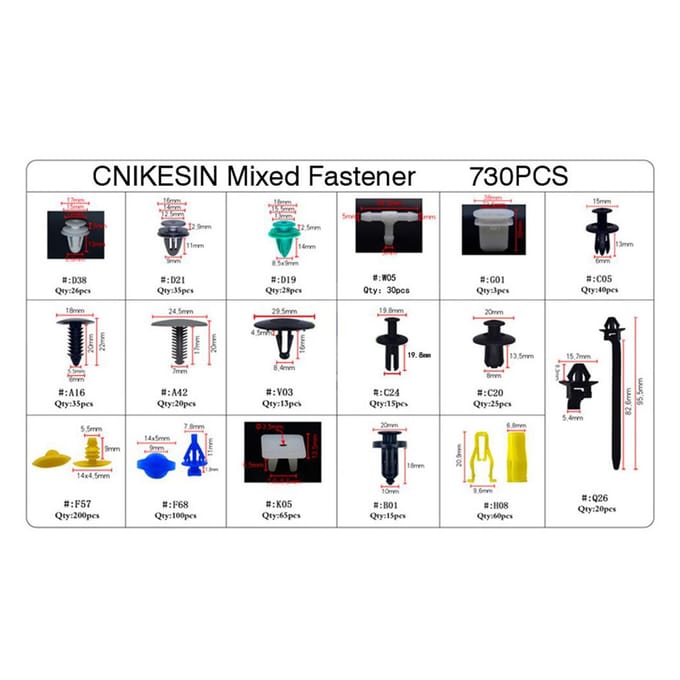 Kit de 730 clips de retenue de pare-chocs pour voiture, rivets de fixation, clips polyvalents pour panneau de garniture de porte multicolore