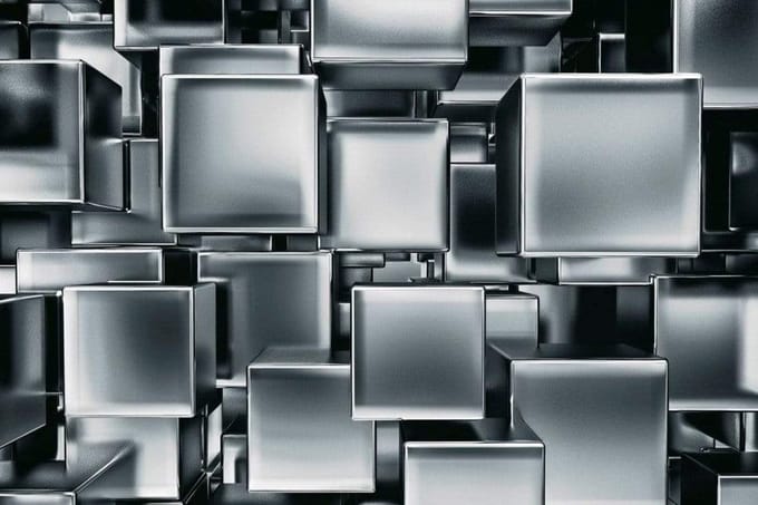 Fotobehang - Metal Cubes 375x250cm - Vliesbehang