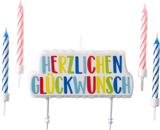 Amscan Taartkaarsjes Herzlichen Glückwunsch 6,3 Cm 5-delig