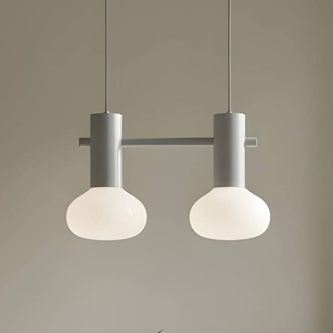 ALDEX Hanglamp Flo, grijs, 2-lamps, glas