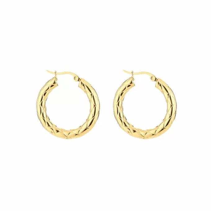 Bijoutheek Oorringen Engraved 5mm Dik Gold