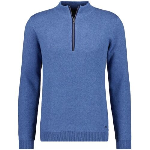 Ragman Trui Zip Collar Cotton Cashmere Fine Texture Duivenblauw / male