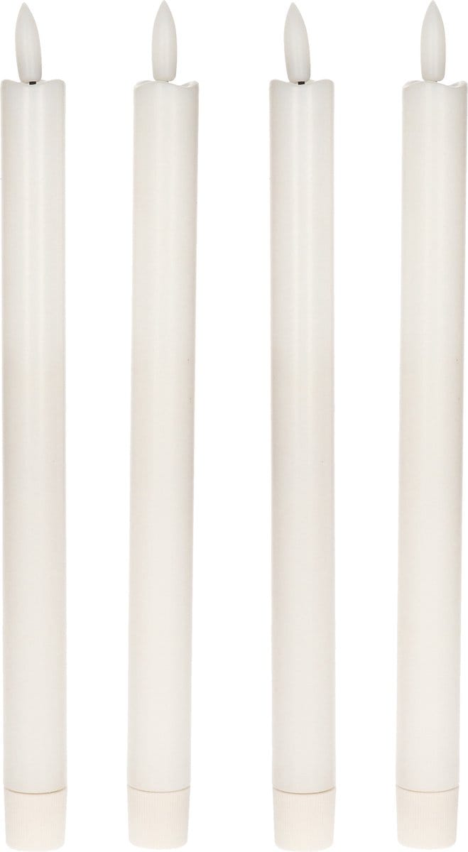 Anna's CollectionLed dinerkaarsen - 4x - wit -24 cm - 3D lont - warm wit licht