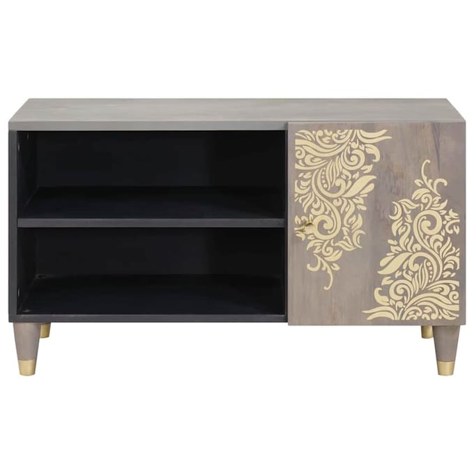 vidaXL - TV - Kast - Grijs - 80 - x - 33 - x - 46 - cm - Massief - Mango - Hout