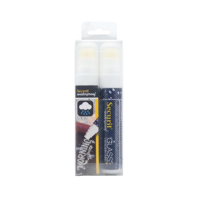 Securit waterdichte krijtstift (glas + krijtbord) in wit met 7-15 mm penpunt (2 stuks)