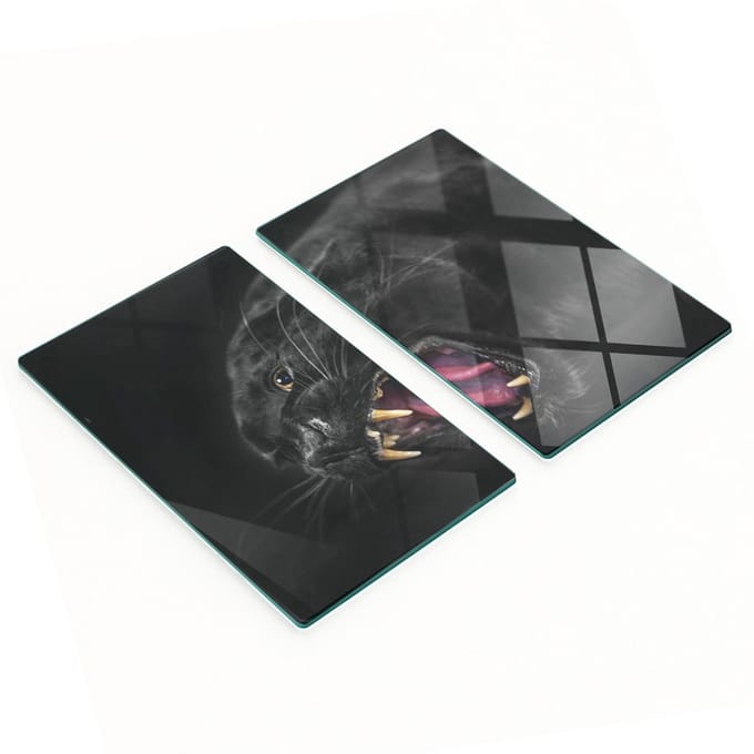 Glazen snijplanken met zwarte luipaardprint, 2x30x52 cm