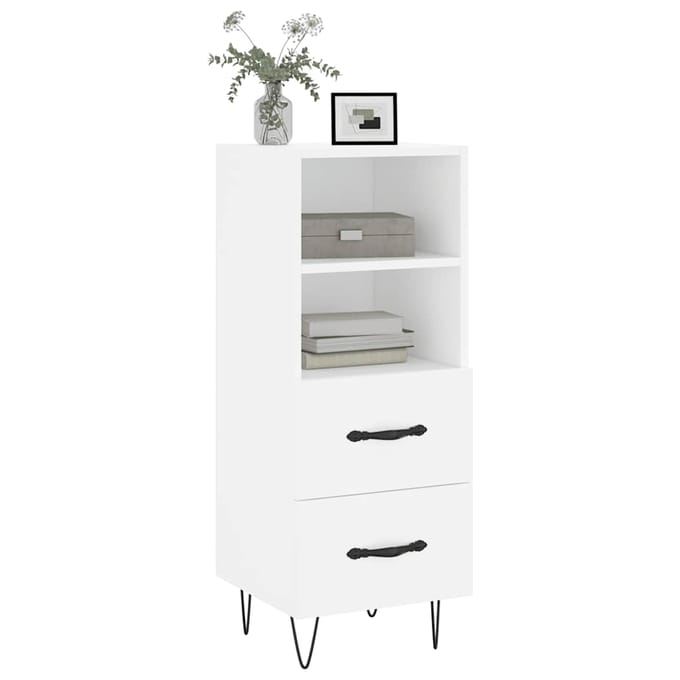 vidaXL - Dressoir - 34,5x34x90 - cm - bewerkt - hout - wit