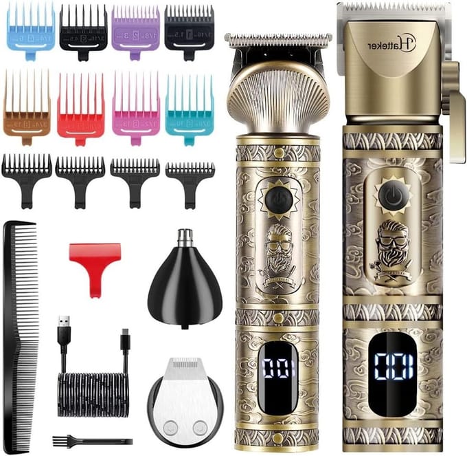 Haarklipper en Trimmer Set - Scheerapparaat Kit - Professioneel Knippen - Zelfslijpende Roestvrijstalen Bladen