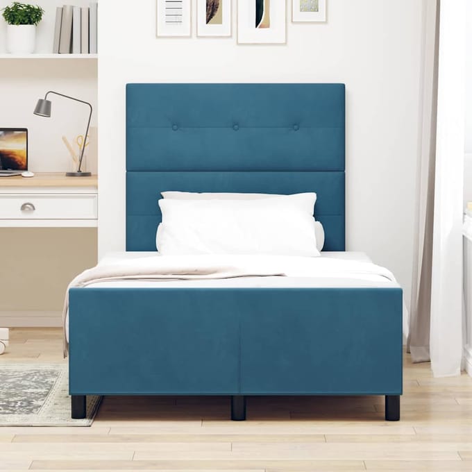 vidaXL - Boxspring - bed - met - hoofdeinde - Donkerblauw - 120 - x - 190 - cm - Fluweel