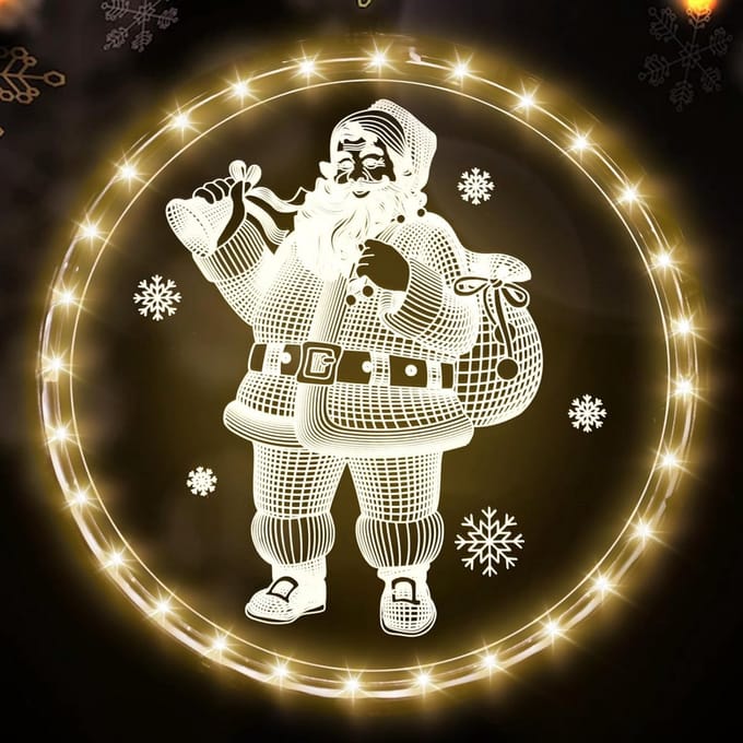 Hangende 3D Kerstdecoratie Licht voor Raam en Binnen, Warme Sfeerverlichting