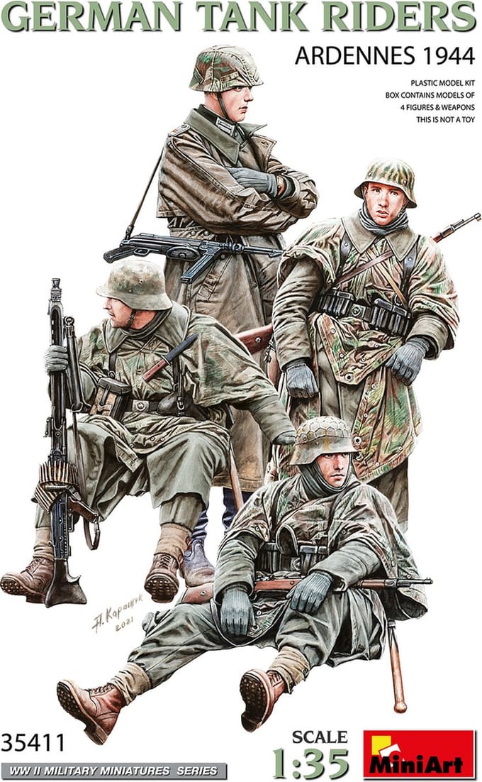 MiniArt Modelbouwpakket Militaire voertuigen - 35411 German Tank Riders - Ardennes 1944 Plastic - 1:35 - Modelbouw