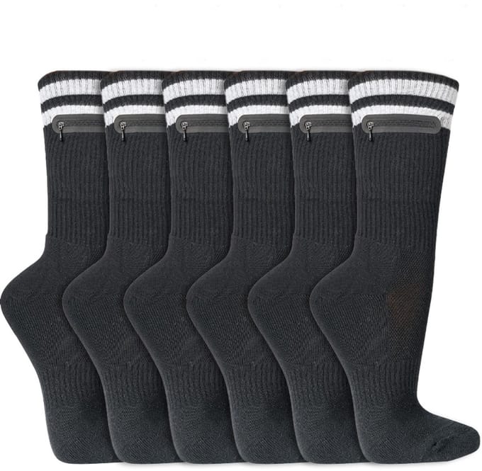 Zwarte sokken | Geheim vakje | Coolmax | Maat: 36-41/ 41-46 | Aantal: 6 paar