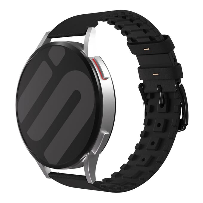 Samsung Galaxy Watch 3 45mm siliconen / leren bandje (zwart)