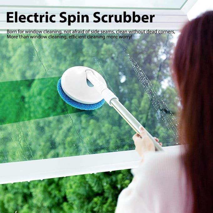 Elektrische Spin Schrobber Oplaadbaar Draagbaar Elektrische Spin Mop Reiniger met Vervangbare Borstelkoppen wit