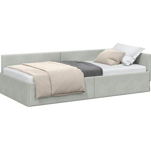 vidaXL - Hoek - Bed - Frame - Lichtgrijs - 90 - x - 200 - cm - Fluweel