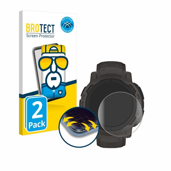 BROTECT - Screenprotector voor Garmin Instinct 2 / 2 Solar - Folie Beschermfolie transparant volledig dekking - 2 Stuks