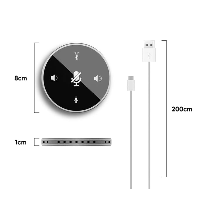 Desktop USB-conferentieluidspreker Microfoon Ingebouwde luidspreker 360 graden omnidirectionele pc-computer zwart