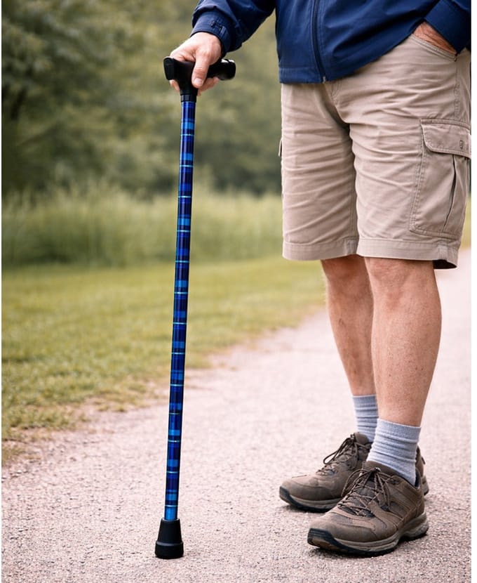 Wandelstok - Gestreept Blauw