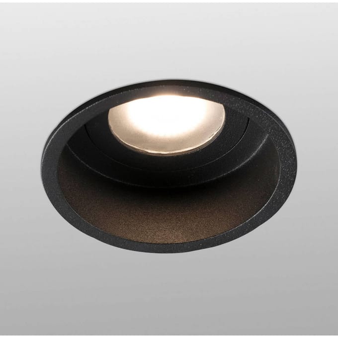 FARO BARCELONA Inbouwspot Hyde 1-lamp frame rond IP44 zwart