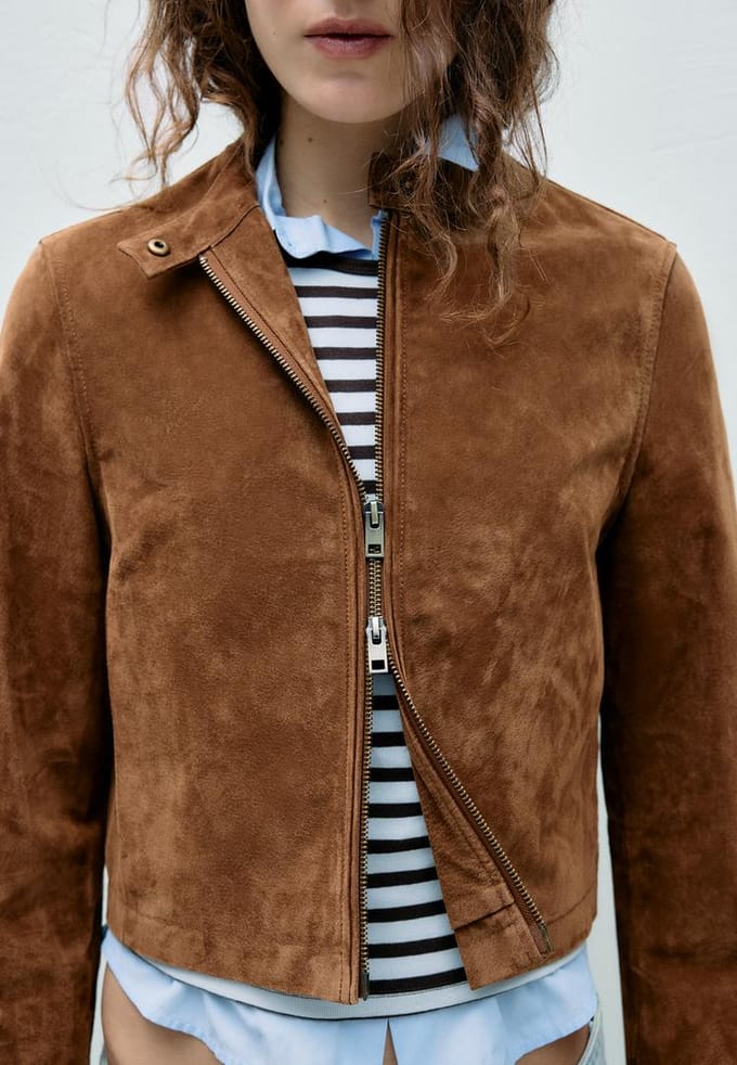 Stradivarius Bikerjack 100% leer  Bruin S
