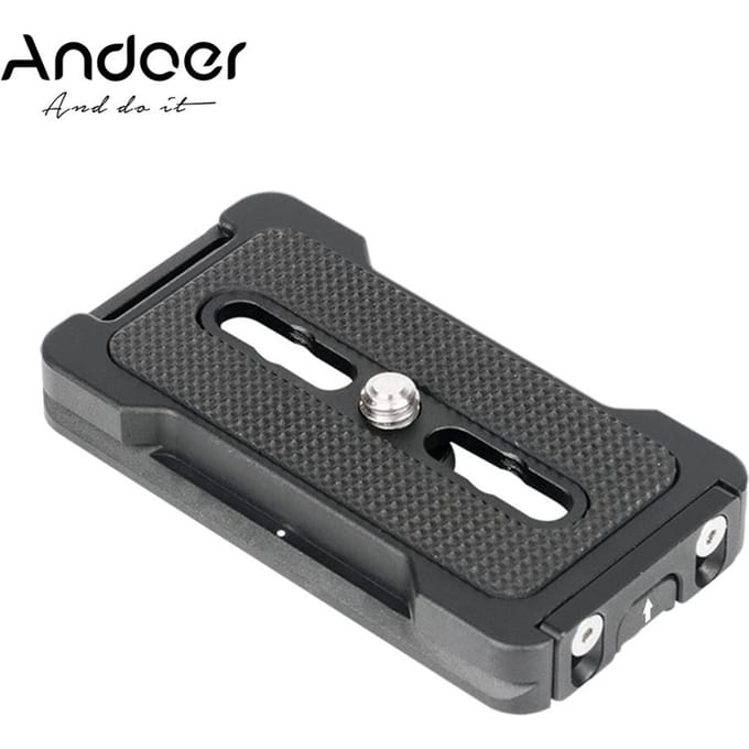 PU-70L Snelkoppelingsplaat QR-plaat 1/4 inch bevestigingsschroef Compatibel met Arca 70mm zwart