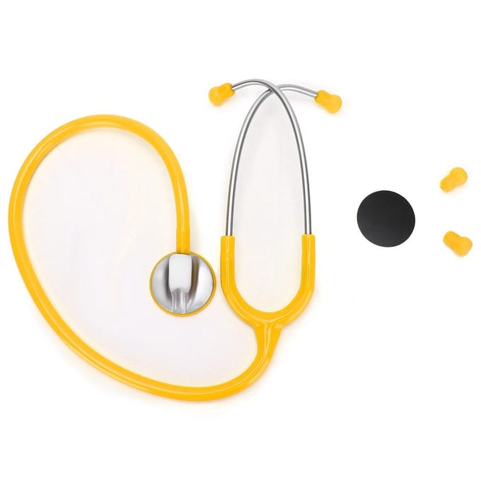 Professionele Stethoscoop met Enkele Kop Zinklegering Hart Long Detectie Echoscoop Gezondheidszorg Tool Yellow white