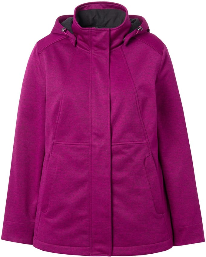Ulla Popken - Dames - HYPRAR softshelljas waterdicht capuchon 2-wegrits - Bes - Maat 42+