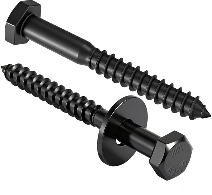 Zeskant houtschroeven met ringen RVS A2 - 75mm Lengte - 25 Stuks