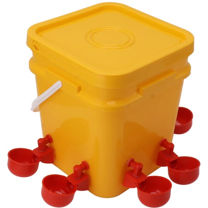 Automatische Kippendrinkbak met 12L Handvatvat Pluimvee Drinkuitrusting voor Gans Eend Type 3 yellow