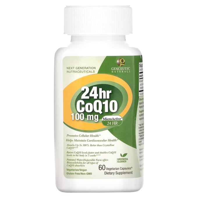 Genceutic Naturals, CoQ10 24 heures, 100 mg, 60 gélules végétales