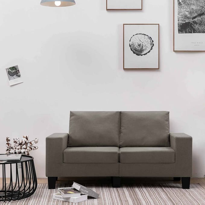 vidaXL Bank Taupe Tweezitsbank Stof