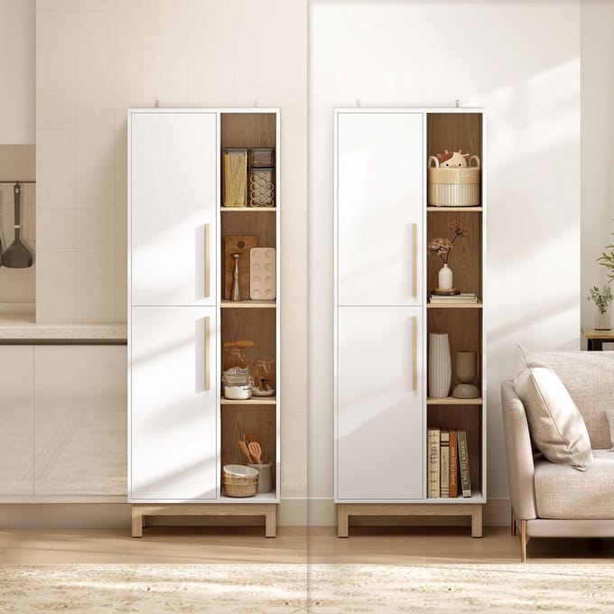 Luxe Opbergkast – Wit – 5x35x176 cm – Industrohome