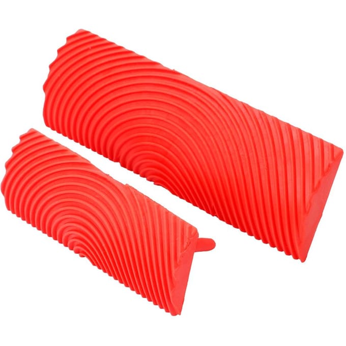2-delige Set Rubberen Cilinder Houtnerf Effect Kwasten Schildergereedschap DIY Muurdecoratie red