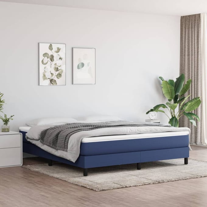 vidaXL - Boxspring - bed - stof - blauw - 180x200 - cm