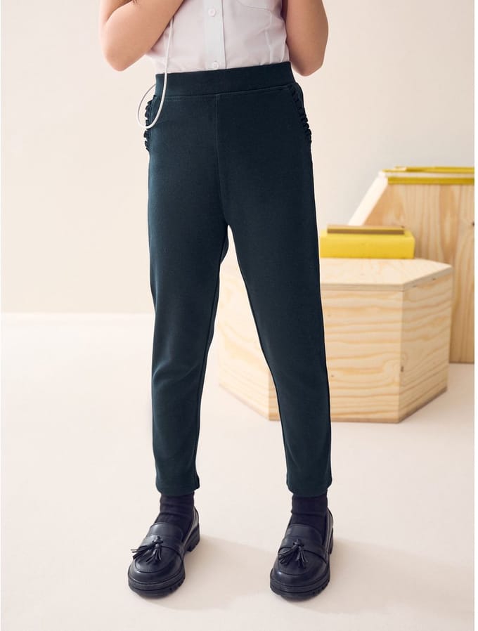 Next - Meisjes - Schoolbroek met hoog aandeel katoen en stretchy, elastische tailleband - Blauw