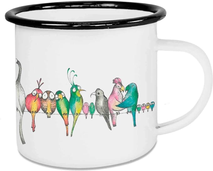 Ligarti Handgemaakte emaille mok Bird parade 300ml
