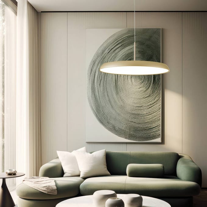 Viokef LED hanglamp Art, crème-goudkleurig, Ø 45 cm, metaal