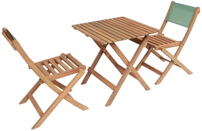sweeek - Kinder tuintafel met 2 stoelen van acaciahout bistrostijl - elise